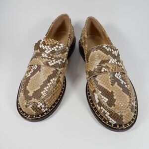 SCHUTZ Christie Penny Lug Loafers Shoes Size 6 Snakeskin Embossed Leather NEW